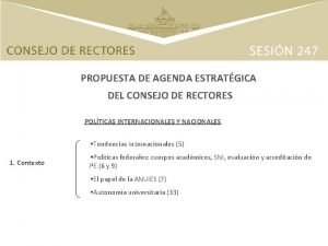 PROPUESTA DE AGENDA ESTRATGICA DEL CONSEJO DE RECTORES