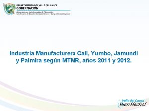 Industria Manufacturera Cali Yumbo Jamund y Palmira segn