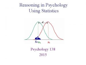 Reasoning in Psychology Using Statistics Psychology 138 2015