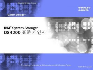 Storage System Group System Storage TM IBM System