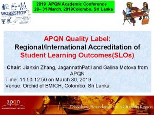 2019 APQN Academic Conference 28 31 March 2019