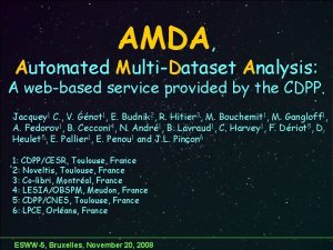 AMDA Automated MultiDataset Analysis A webbased service provided