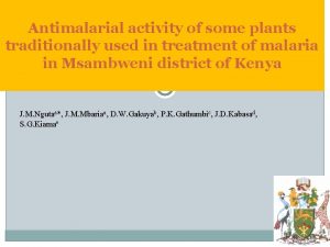 Antimalarial activity of some plants traditionally used in