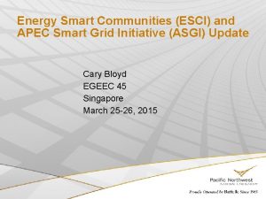 Energy Smart Communities ESCI and APEC Smart Grid