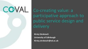 Cocreating value a participative approach to public service