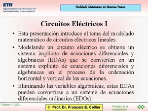 Modelado Matemtico de Sistemas Fsicos Circuitos Elctricos I