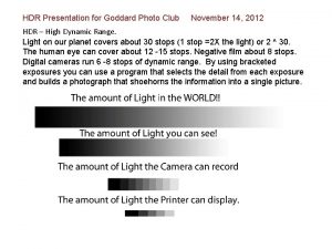 HDR Presentation for Goddard Photo Club November 14