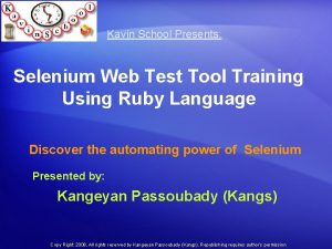 Kavin School Presents Selenium Web Test Tool Training