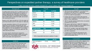 Perspectives on expedited partner therapy a survey of