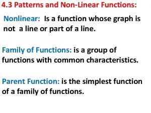 4 3 Patterns and NonLinear Functions Nonlinear Is 4 3 Patterns and NonLinear Functions Nonlinear Is