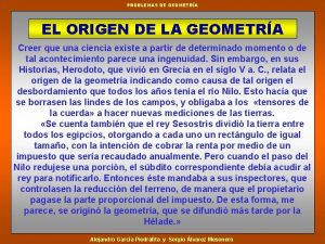 PROBLEMAS DE GEOMETRA EL ORIGEN DE LA GEOMETRA