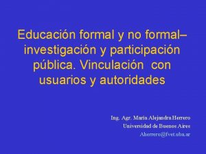 Educacin formal y no formal investigacin y participacin