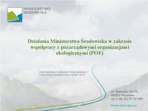 Dziaania Ministerstwa rodowiska w zakresie wsppracy z pozarzdowymi