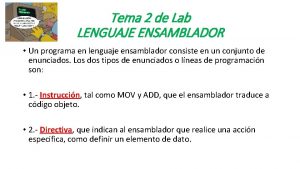 Tema 2 de Lab LENGUAJE ENSAMBLADOR Un programa