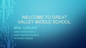 WELCOME TO GREAT VALLEY MIDDLE SCHOOL MRS CARLINO