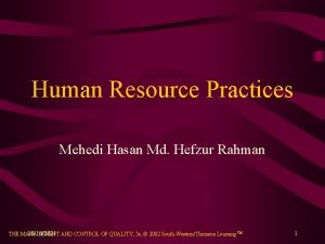 Human Resource Practices Mehedi Hasan Md Hefzur Rahman