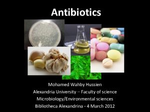 Antibiotics Mohamed Wahby Hussien Alexandria University Faculty of