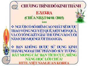 CHNG TRNH KINH THNH EXRA CHA NHT 04