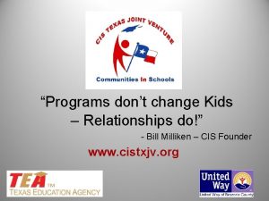 Programs dont change Kids Relationships do Bill Milliken