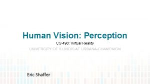 Human Vision Perception CS 498 Virtual Reality UNIVERSITY
