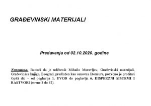 GRAEVINSKI MATERIJALI Predavanja od 02 10 2020 godine