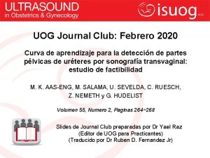 UOG Journal Club Febrero 2020 Curva de aprendizaje