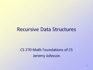 Recursive Data Structures CS 270 Math Foundations of
