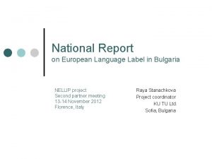 National Report on European Language Label in Bulgaria