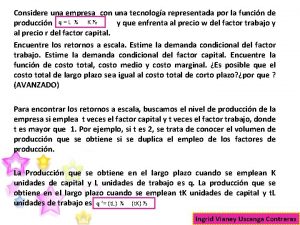 Considere una empresa con una tecnologa representada por