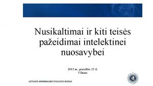 Nusikaltimai ir kiti teiss paeidimai intelektinei nuosavybei 2015