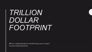 TRILLION DOLLAR FOOTPRINT What is a digital footprint