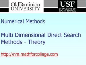 Numerical Methods Multi Dimensional Direct Search Methods Theory