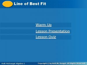 Line of of Best Fit Warm Up Lesson