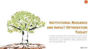 INSTITUTIONAL RESILIENCE AND IMPACT OPTIMIZATION TOOLKIT A toolkit