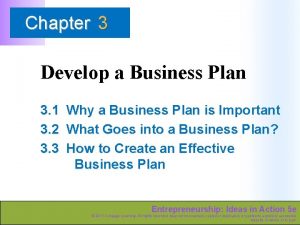 Chapter 3 Develop a Business Plan 3 1