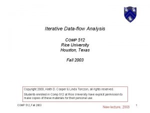 Iterative Dataflow Analysis COMP 512 Rice University Houston