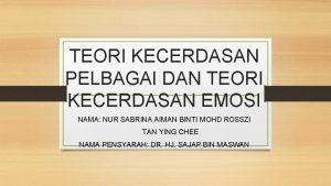 TEORI KECERDASAN PELBAGAI DAN TEORI KECERDASAN EMOSI NAMA