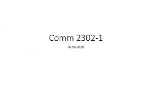 Comm 2302 1 9 29 2020 News https