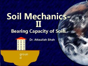 Soil Mechanics II Bearing Capacity of Soils Dr