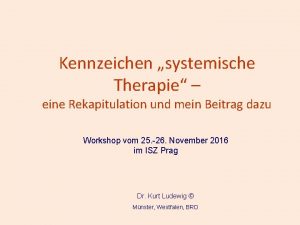 Kennzeichen systemische Therapie eine Rekapitulation und mein Beitrag