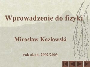 Wprowadzenie do fizyki Mirosaw Kozowski rok akad 20022003