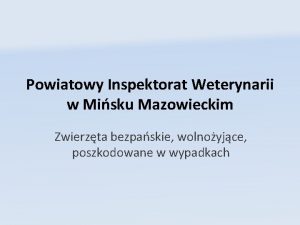 Powiatowy Inspektorat Weterynarii w Misku Mazowieckim Zwierzta bezpaskie