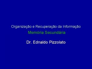 Organizao e Recuperao da Informao Memria Secundria Dr