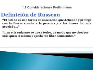 1 1 Consideraciones Preliminares Definicin de Russeau El