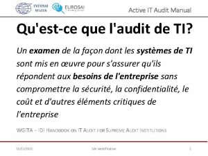 Active IT Audit Manual Questce que laudit de