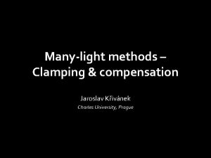 Manylight methods Clamping compensation Jaroslav Kivnek Charles University