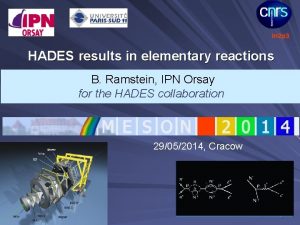 HADES results in elementary reactions B Ramstein IPN