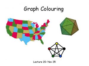 Graph Colouring Lecture 20 Nov 25 This Lecture