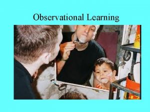 Observational Learning Higher animals humans and apes have