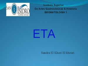 Instituto Superior De Artes Gastronmicas Hotelera BROMATOLOGIA 1